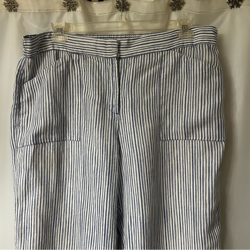 Chico's Blue and White Striped Linen Chinos , size Chico’s 3 - Picture 3 of 9